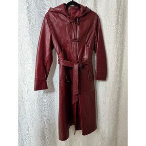 VINTAGE 70'S BURGUNDY RED WOMEN'S LEATHER COAT LEATHERCRAFT BRAND SZ 8